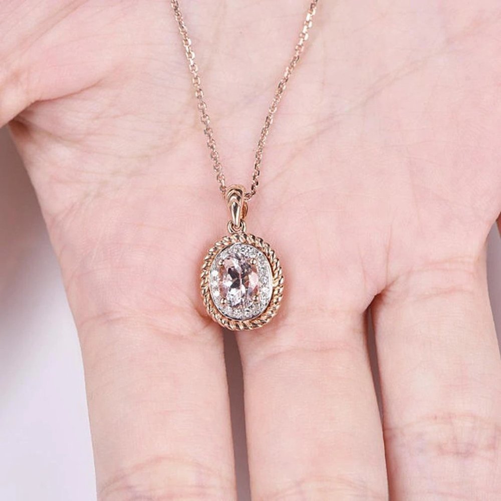 🔥 Circle Crystal Pure Oval Gems Dainty Pendant Necklaces for WomenEVGG1063 - Picture 4 of 5